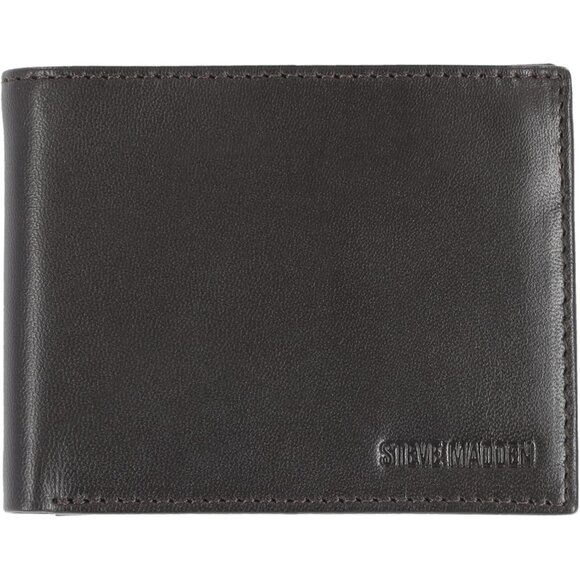 Mens Brown Glove Slim Leather Wallet with Extra Capacity Attached Flip Pockets - Picture 1 of 5